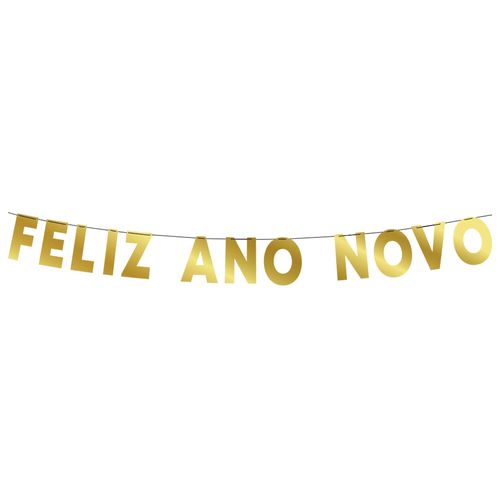 Faixa Feliz Ano Novo Dourada