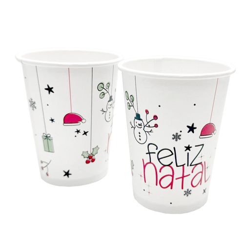 Copo de Papel Feliz Natal - 10 unidades