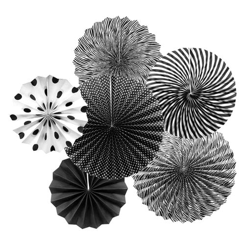 Kit Decoração Leque Espiral Preto - 06 unidades