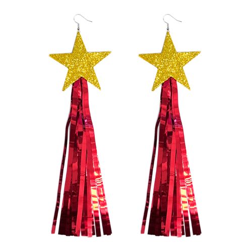 Brinco Estrela com Fitas Vermelho