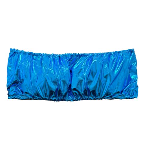 Top Cropped Metalizado Azul