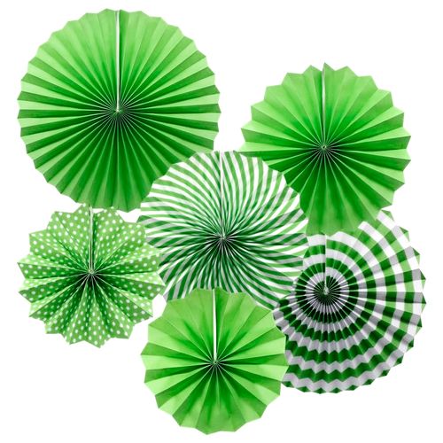 Kit Decoração Leque Espiral Verde - 06 unidades