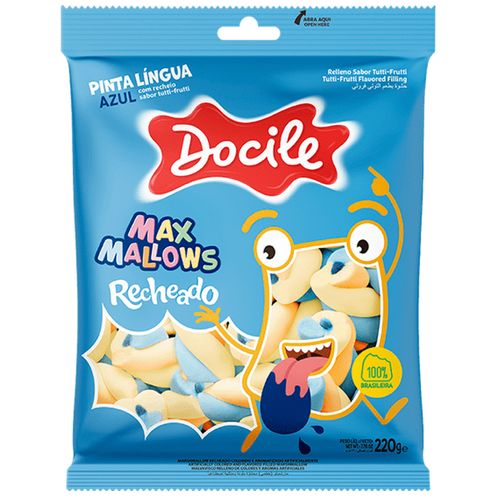 Marshmallow Maxmallows Twist Recheado Pinta Língua Tutti Frutti 220g