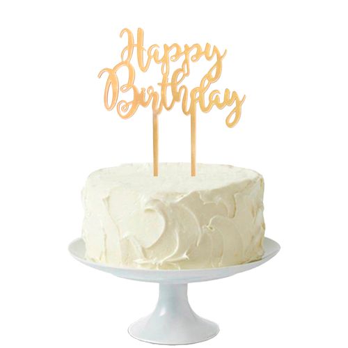 Topo de Bolo Happy Birthday Dourado