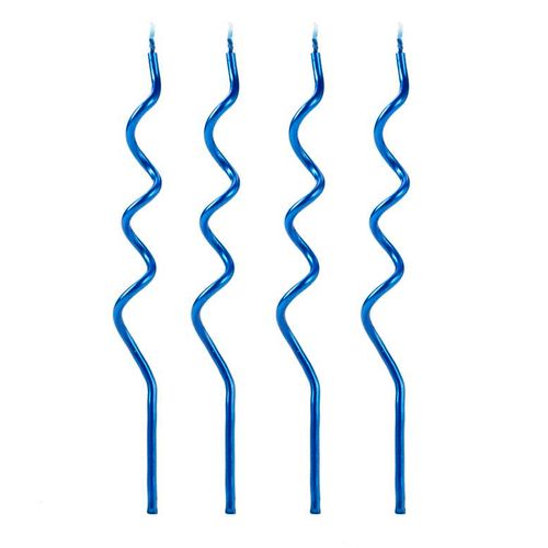 Vela Espiral Azul Fina - 04 unidades