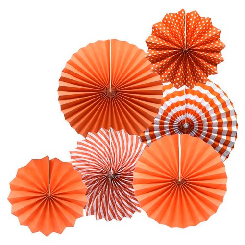 Kit Decoração Leque Espiral Laranja - 06 unidades