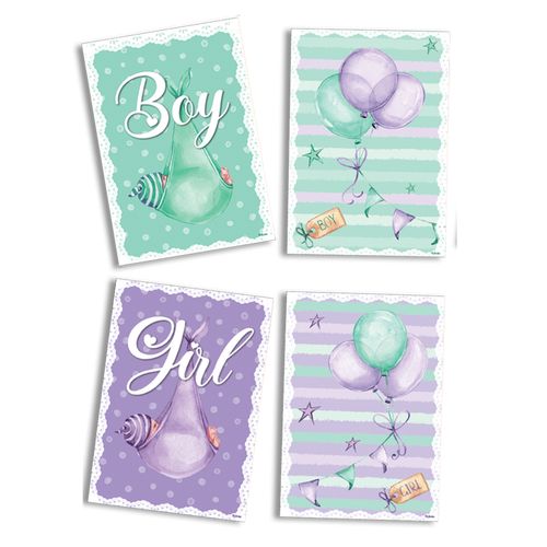 Quadros Decorativos Chá Revelação Verde e Roxo