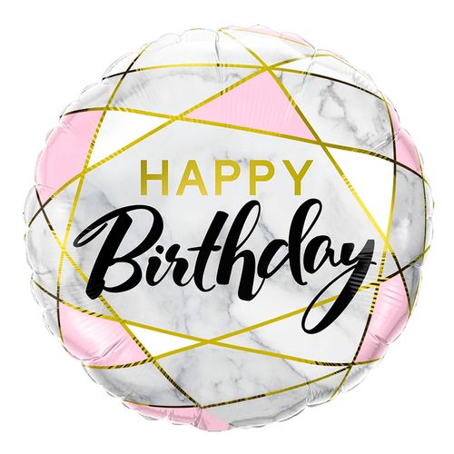 Balão Metalizado Happy Birthday Geométrico 18"