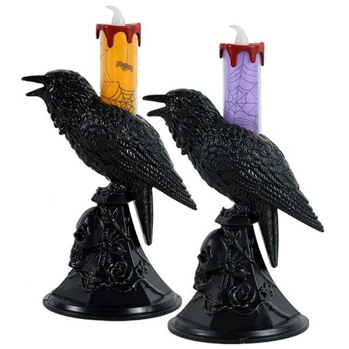 Vela LED Halloween Corvo Preto