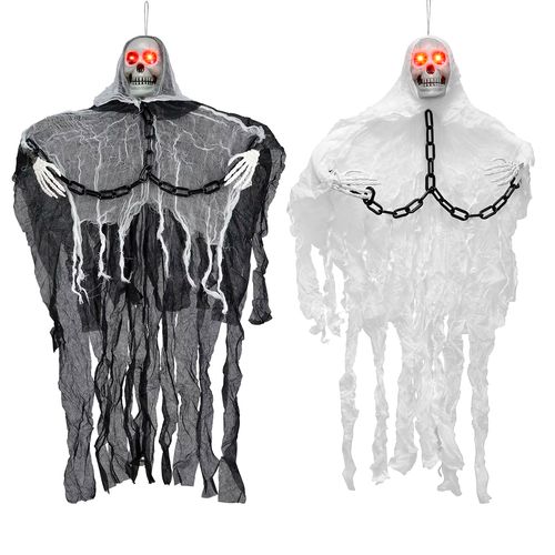 Boneco Caveira Fantasma Corrente Som e Luz