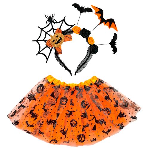Kit Bruxinha Laranja - Saia e Tiara