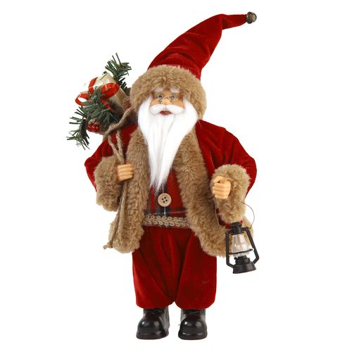 Papai Noel em Pé Vermelho e Bege - 30cm
