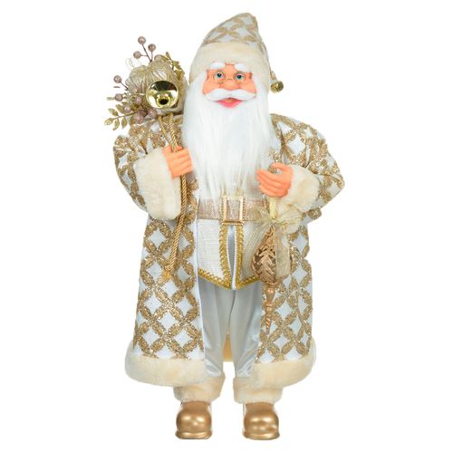 Papai Noel em Pé Dourado e Branco - 45cm