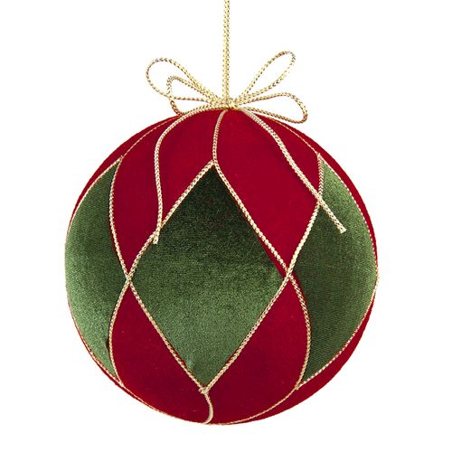 Bola de Natal Decorada Vermelha e Verde - 15cm