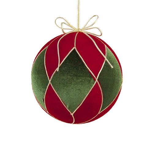 Bola de Natal Decorada Vermelha e Verde - 8cm