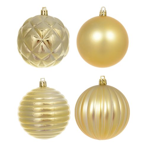 Bola de Natal Decorada Dourada 8cm - 08 unidades