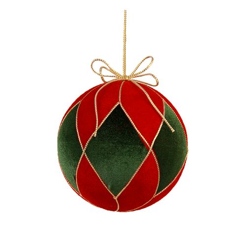 Bola de Natal Decorada Vermelha e Verde - 10cm