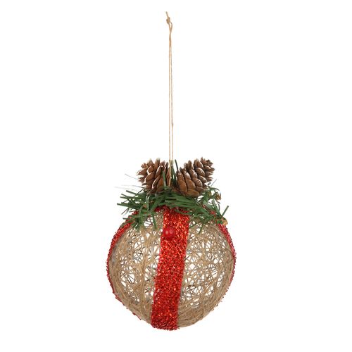 Bola Decorada Natal com Pinha - 10cm