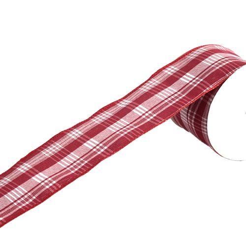 Fita Decorativa Aramada Xadrez Vermelha 6,3cm - 9 metros