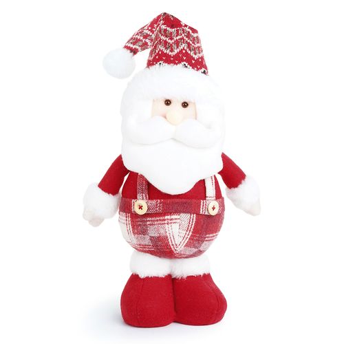 Boneco Papai Noel em Pé Xadrez Vermelho - 40cm