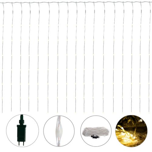 Cortina 1800 LED Fio de Fada Luz Fixa Branco Quente Bivolt - 3x3m