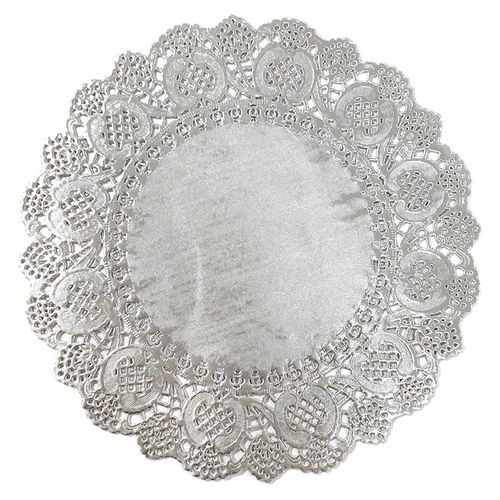Toalha de Papel Rendada Prata 36,5cm - 20 unidades