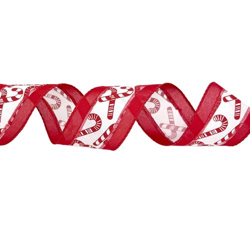Fita Decorativa Aramada Candy Cane 6,3cm - 9 metros