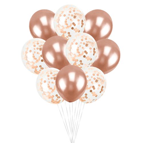 Buquê de Balões Confete Rosé Gold - 10 unidades