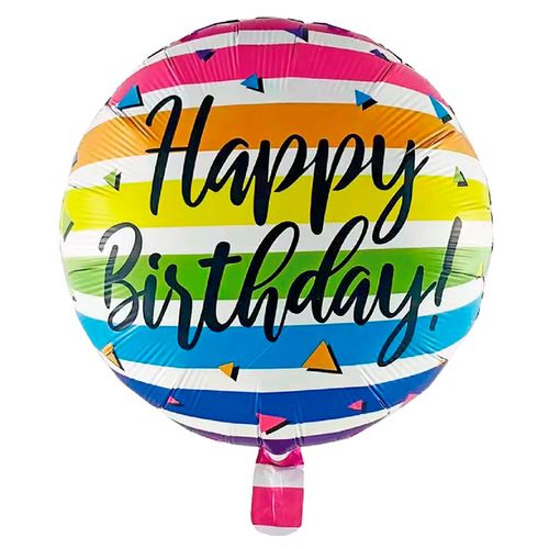 Balão Metalizado Happy Birthday Colorido 17"