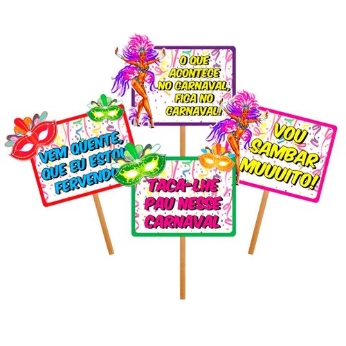 Placas Divertidas Carnaval - 10 unidades