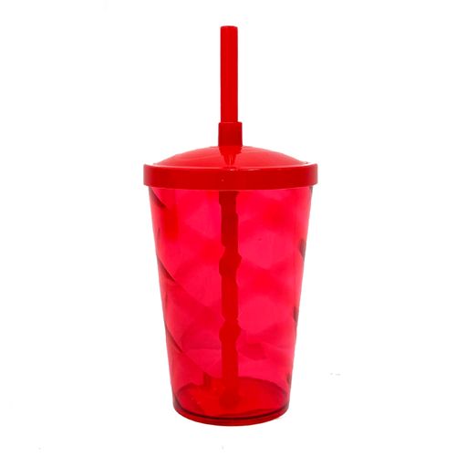 Copo Twister com Tampa e Canudo Vermelho
