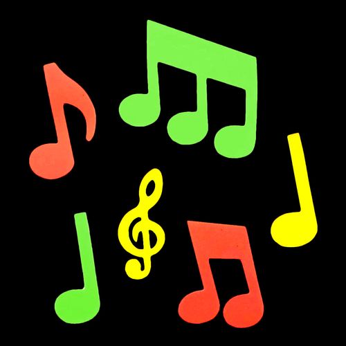 Aplique Notas Musicais Neon - 06 unidades