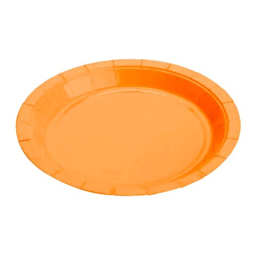 Prato de Papel Laranja - 10 unidades