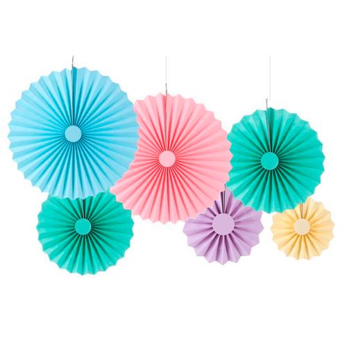 Kit Decoração Leque Candy Color - 06 unidades