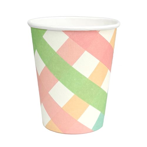 Copo de Papel Xadrez Candy Colors - 10 unidades