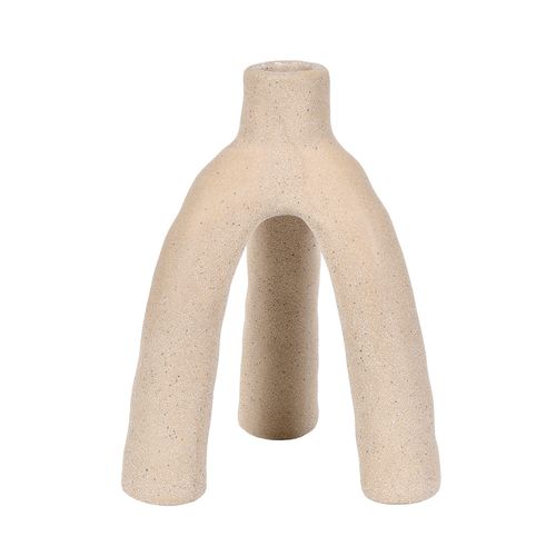 Castiçal Cerâmica Areia - 16cm