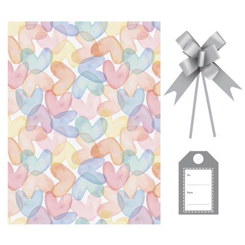 Kit Saco Presente Serenity com Laço e Tag - 30x44cm