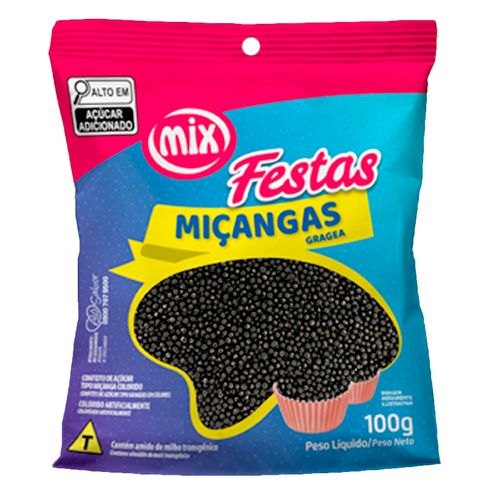 Confeito Miçanga Preta 100g