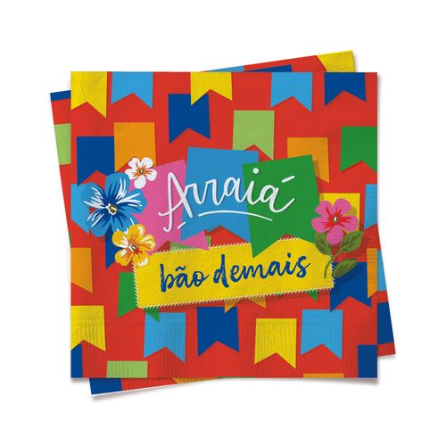 Guardanapo Arraiá Bão Demais Bandeirinhas - 20 unidades