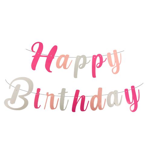 Faixa Happy Birthday Tons Rosa
