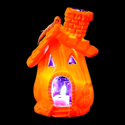 Lampião Casa Abóbora com Luz - 11 cm