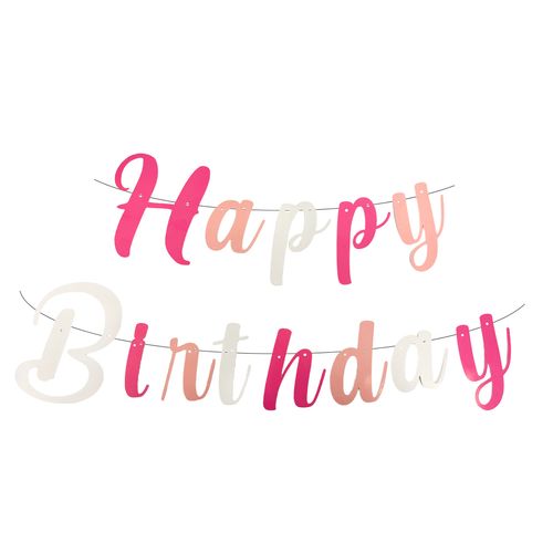 Faixa Happy Birthday Tons Rosa