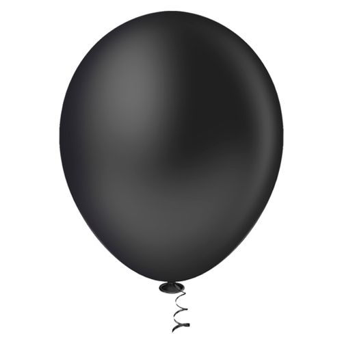 Balão 7 Redondo Liso Preto - 50 unidades