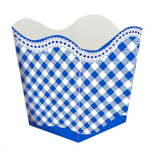 Cachepot Xadrez Rendado Azul - 06 unidades