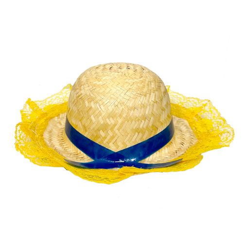 Chapéu Palha Fofão Renda Bebê