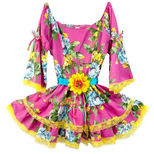 Vestido Junino Adulto Cassis Rosa