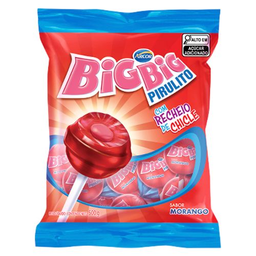 Pirulito Big Big Morango 500g