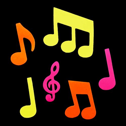 Aplique Notas Musicais Neon - 06 unidades