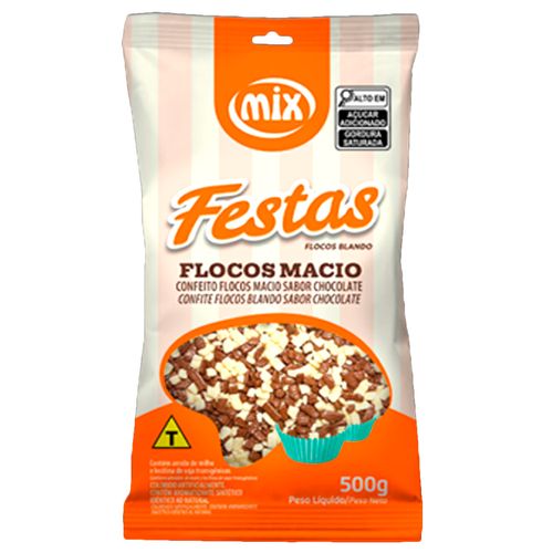 Confeito Flocos Macio Sabor Chocolate Mesclado 500g