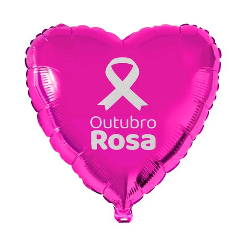 Balão Metalizado Coração Outubro Rosa 18"